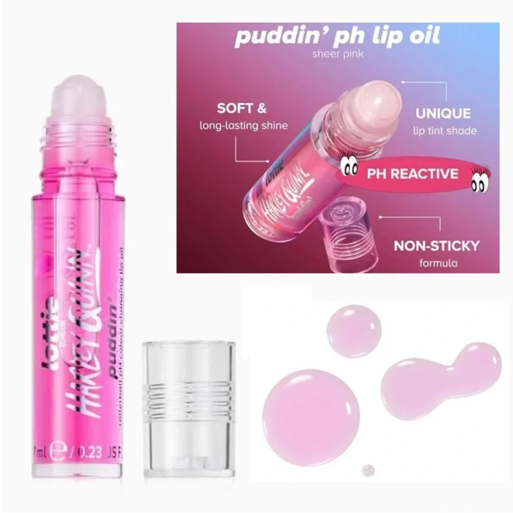 Lottie London Harley Quinn color changing Lip Oil sheer pink